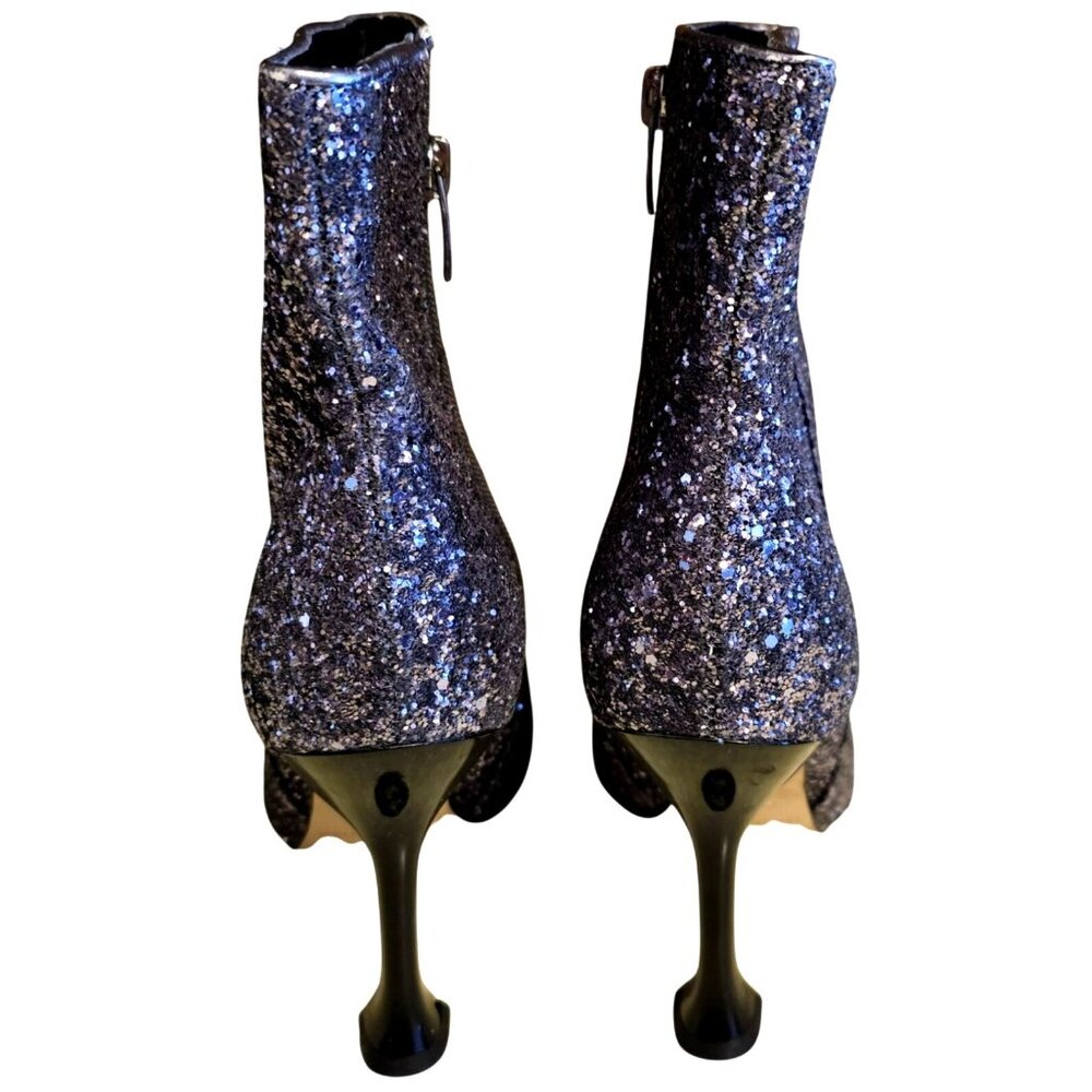 Glitter Stiletto Ankle Boots With Side Zippers And Pointed Toe Women' Size 7.5M - Picture 4 of 11